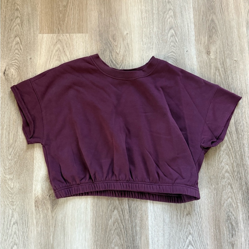 Women's Cropped Boxy Tee - Burgundy